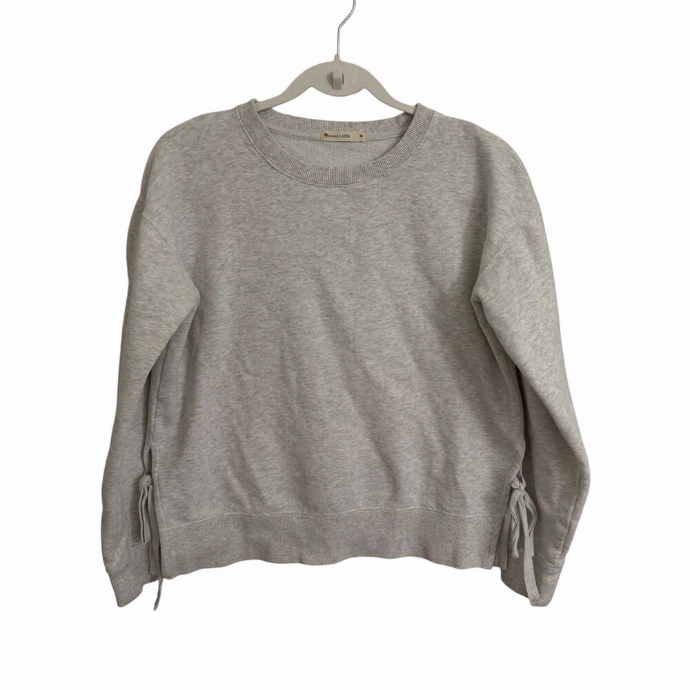 Marine Layer Sweatshirt Womens Medium Gray Nora Side Tie Crewneck Pullover Boxy